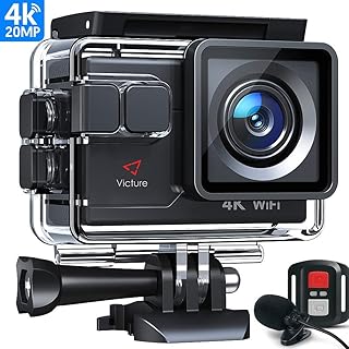 Victure AC700 Action Cam 4K 20MP Webcam PC Camera WiFi Unterwasserkamera wasserdichte 40M Action Helmkamera mit 2.4G Fernbedienung, externem Mikrofon