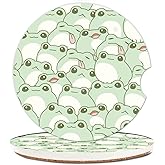 NUGGHU Absorbent Car Cupholder Coaster 2 Pack, Cute Car Coasters with a Finger Notch for Women & Men,2.56