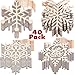 Partybus Wooden Christmas Tree Ornaments 40 Pcs, Small Blank Unfinished Wood Snowflake Cutouts Slices Set to Paint for Holiday Home Decorations, Rustic Xmas Gift Tags for Kids Art & Crafts DIY