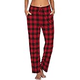 Ekouaer Women Pajama Pants Comfy Pj Bottom with Pockets Stretch Plaid Sleepwear