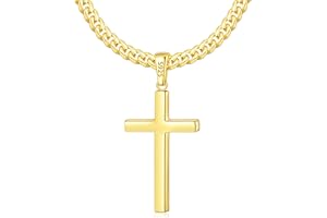 Eterjew S925 Sterling Silver Cross Necklace for Men, 18k Gold Plated and Sterling Silver Cross Necklace with World-class Craft 4mm Cuban Link Chain for Men Boys Women, Durable, Colorfast 16-26 Inch