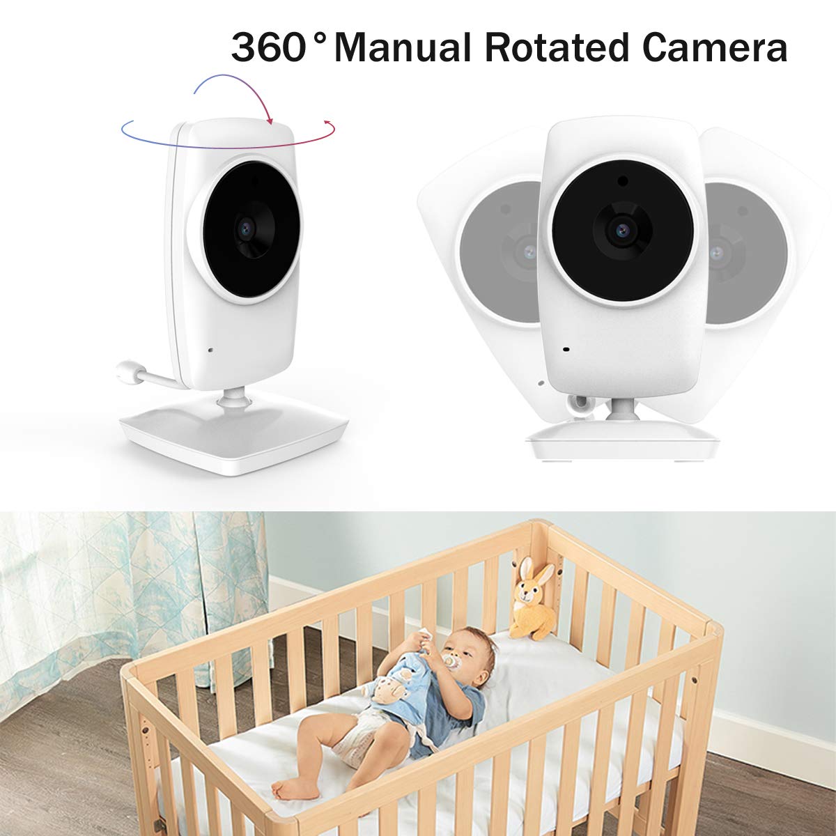 IKQIEOR Baby Monitor- 3.2” Video Baby Monitor with Camera and Video, Two-Way Audio, Infrared Night Vision, 2 x Zoom and Lullabies Play : Baby
