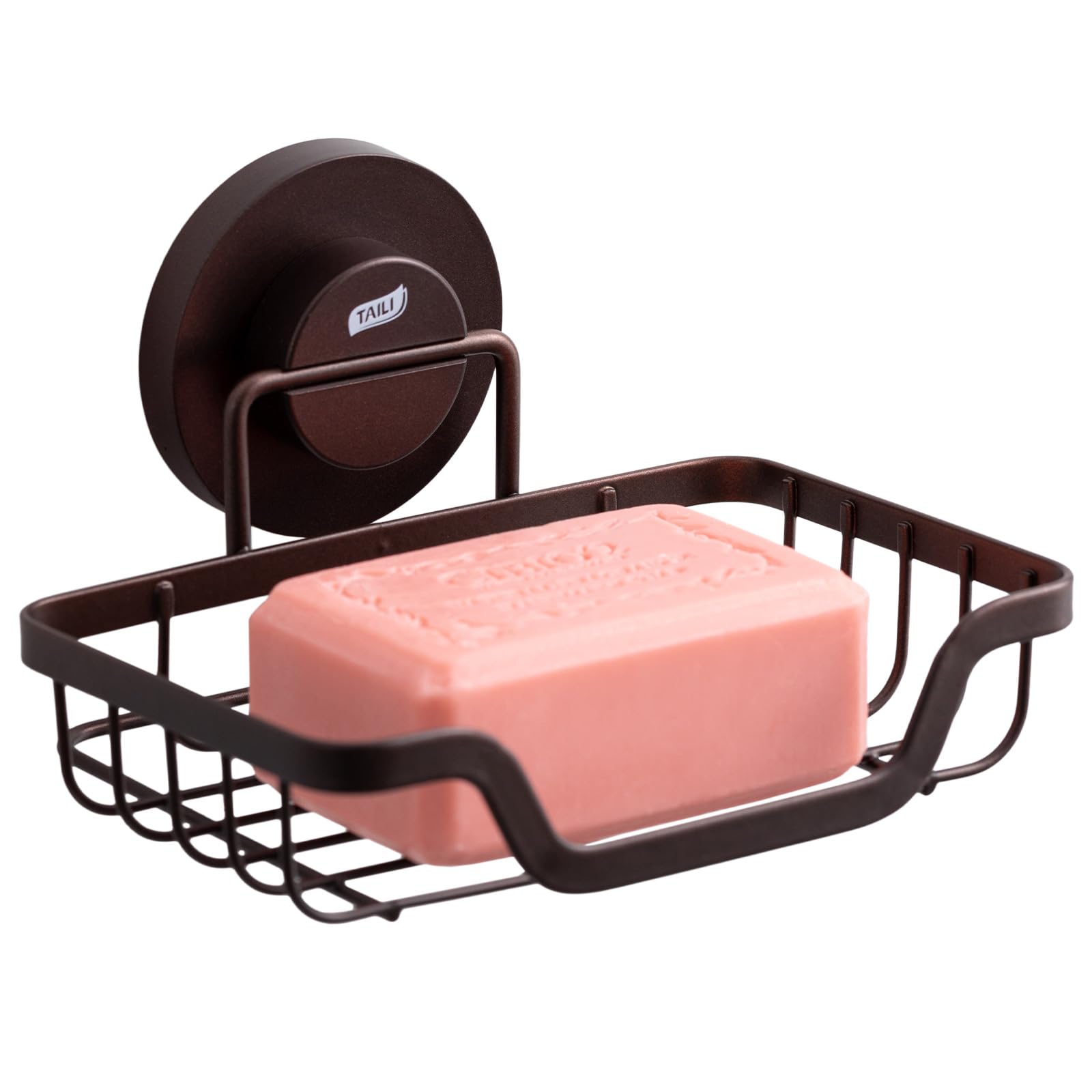 Photo 1 of TAILI Soap Holder Bar Dish Suction Cup, Bar Shampoo Rack for Shower Wall, Draining Soap Saver Tray for Bathroom, Rustproof Stainless Steel Sponge Holder for Tub, Kitchen, Drill-Free, Brown