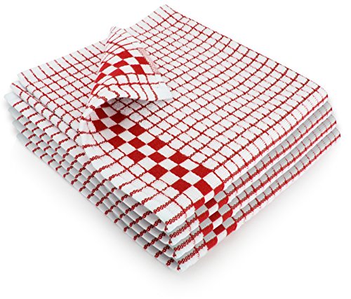Fecido Classic Kitchen Dish Towels with Hanging Loop - Set of 4, Red - Thumbnail 5