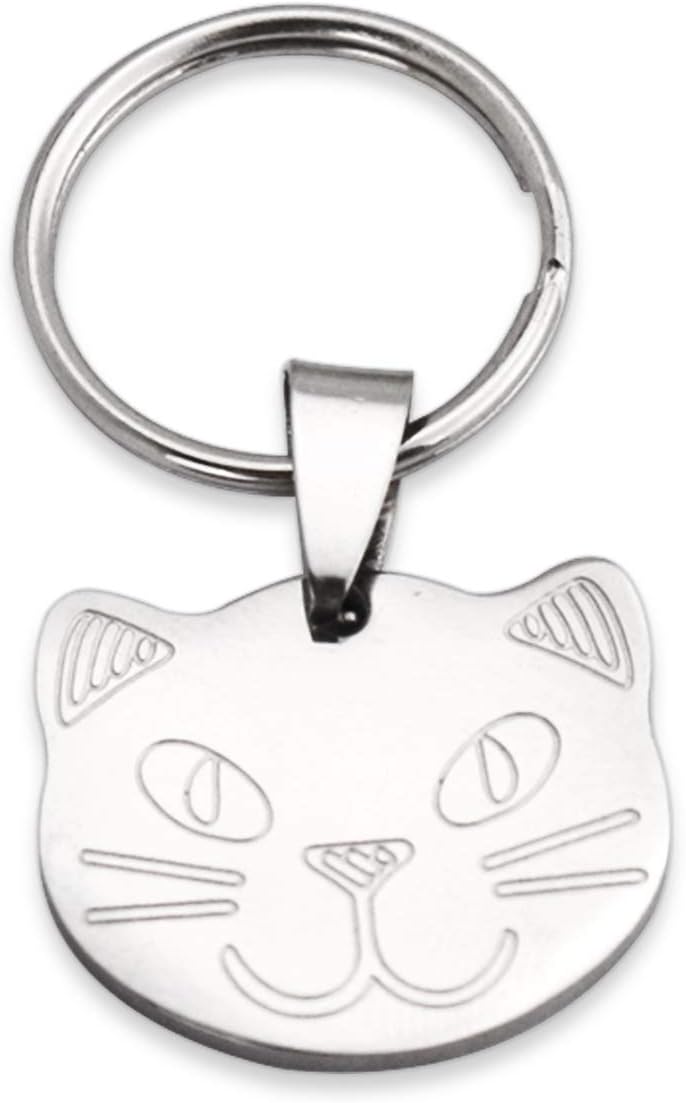 Premium Personalized Engraved Cat Tags Puppy Name Collar Tag for Dog - Durable Cat Head Pet ID Tag Disc