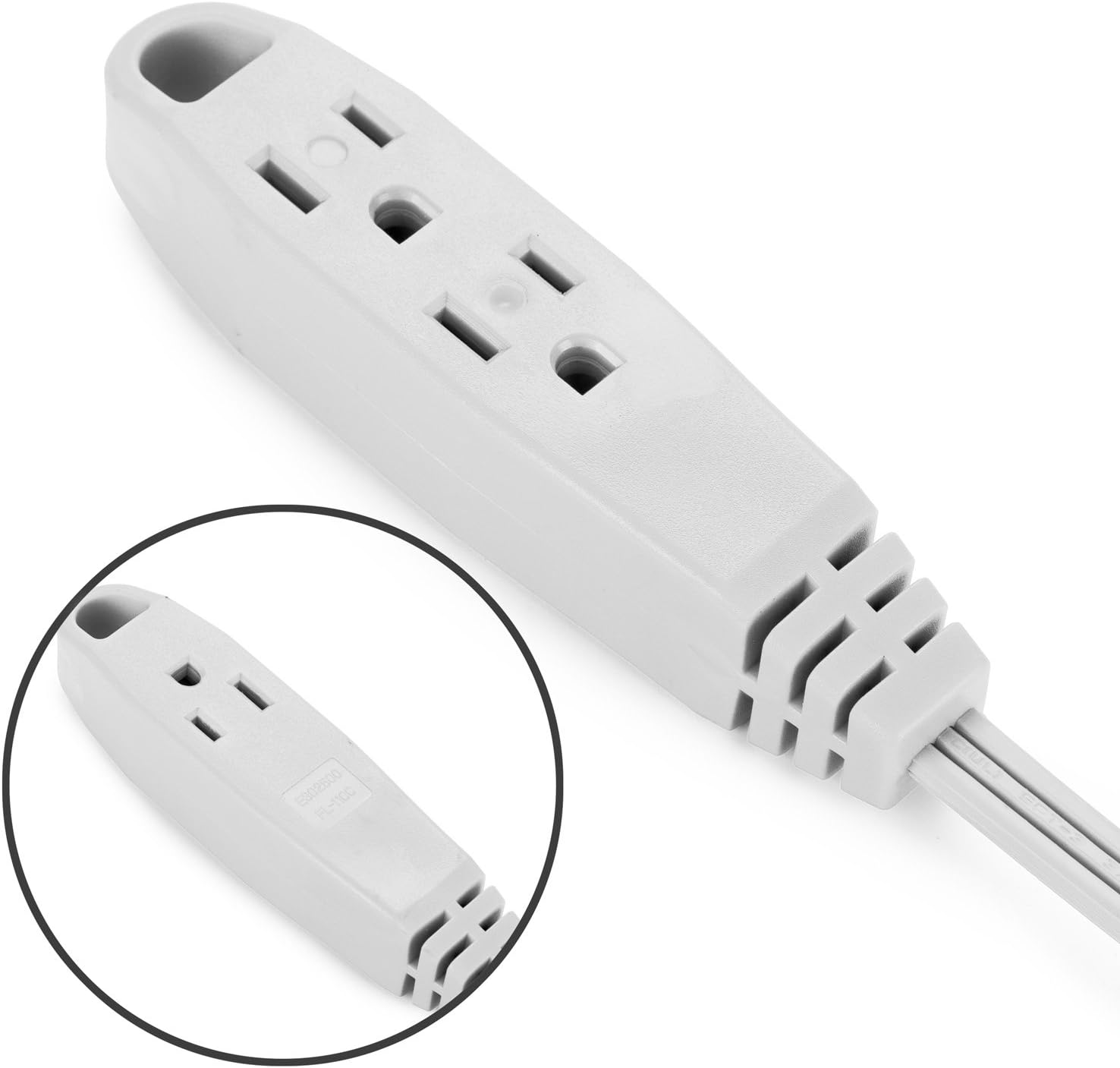 Aurum Cables 10-Feet 3 Outlet Extension Cord Indoor/Outdoor Extension Cord 16AWG 2 Pack - White - UL Listed - - 