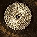 SOTTAE European 2 Lights Bowl Shape Flush Mount Chrome Finish Modern Crystal Chandelier Ceiling Light, Crystal Ceiling Light for Bedroom Living Room
