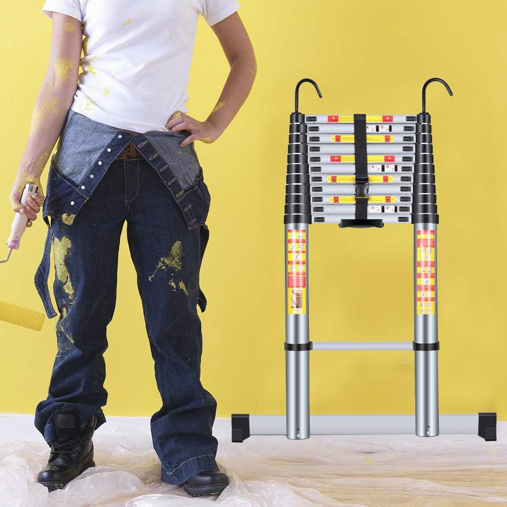 Handvoll Telescoping Ladder 15.5ft Aluminum Extension Folding Ladder, Portable Heavy Duty Multi-Purpose Telescopic Ladder with Slip-Proof Feet …: Kitchen & Dining