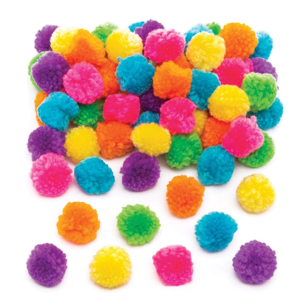 Baker Ross AW528 Woolly Neon Pom Poms (Pack of 84)