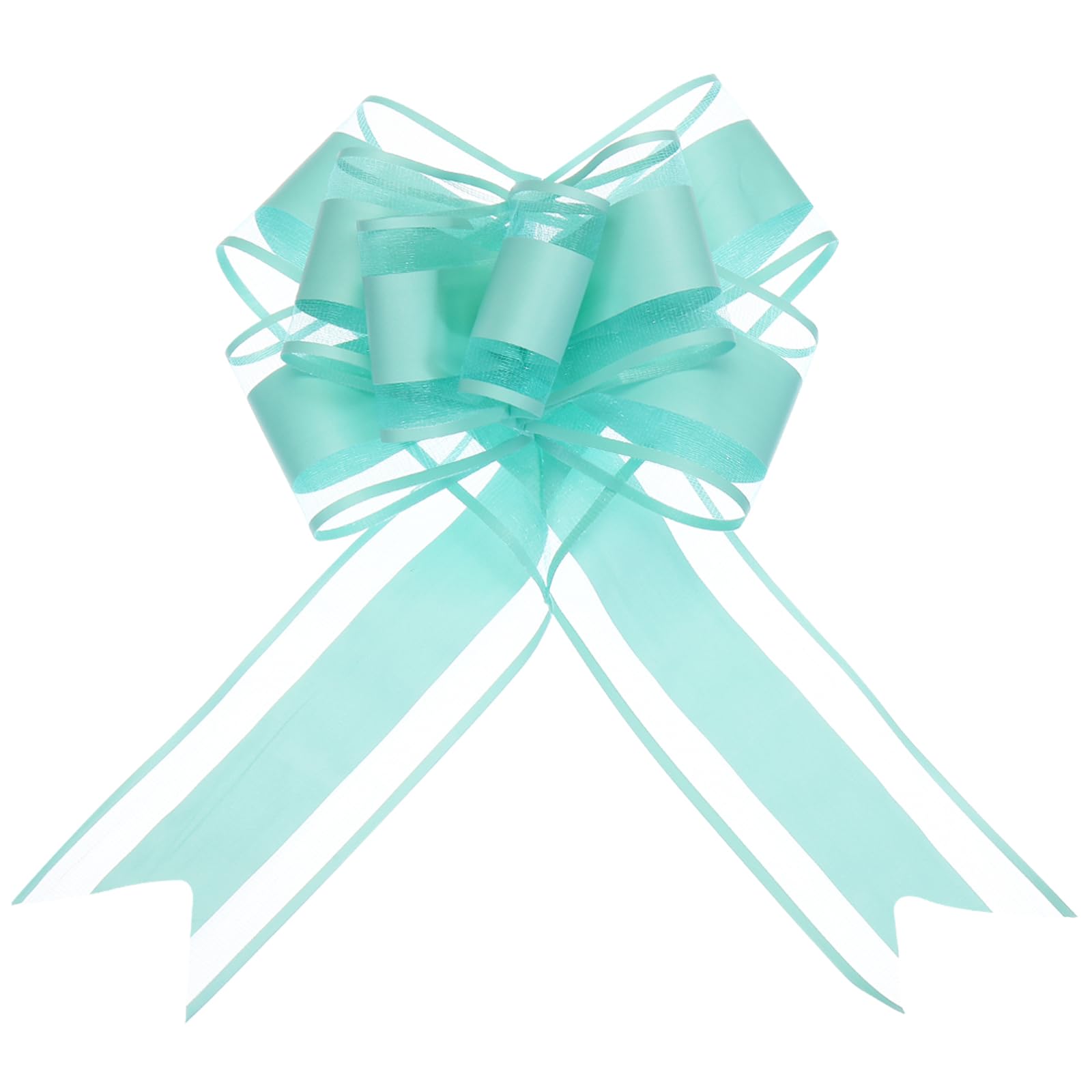 Uxcell 20pcs 9 Inch Giant Large Pull Bow Gift Wrapping Organza Bows Ribbon Aquamarine Blue for Wedding Baskets Presents Christmas