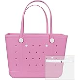 Chokoter Beach Bag, Waterproof Beach Tote, Rubber XL Tote Bag, Washable and Durable Open Handbag for Boat Pool Sports