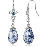 1928 Jewelry Blue Denim Crystal Accent Drop Earrings