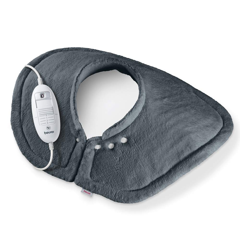 Beurer HK54 Cosy Neck and Shoulder Heat Pad - Grey | Wraps around your shoulders for comforting warmth | 3 temperature settings | Machine washable
