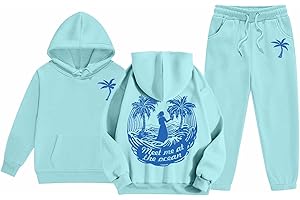 HWMODOU Pink Pom Graphic Hoodie Set for Teen Girls Cute Sweatsuits 2 Piece Oversized Hoodie and Sweatpants Set Preppy Clothes