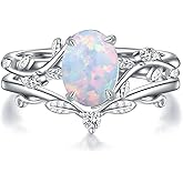 Luyona Natural Moss Agate Ring for Women 925 Sterling Silver Pear/Oval/Kite Cut Green Leaf Moss Agate Engagement Ring Promise Bridal Ring Set Anniversary Birthday Jewelry Gift-OAB5