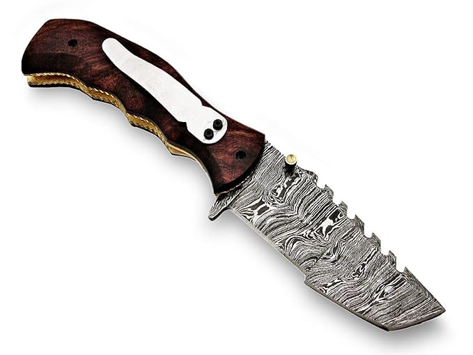 PAL 2000 SGTM-9328 Handgemachtes Damast-Klappmesser aus Stahl/Chefküchenmesser/Billet/Bar/Messer/Camping mit Scheide