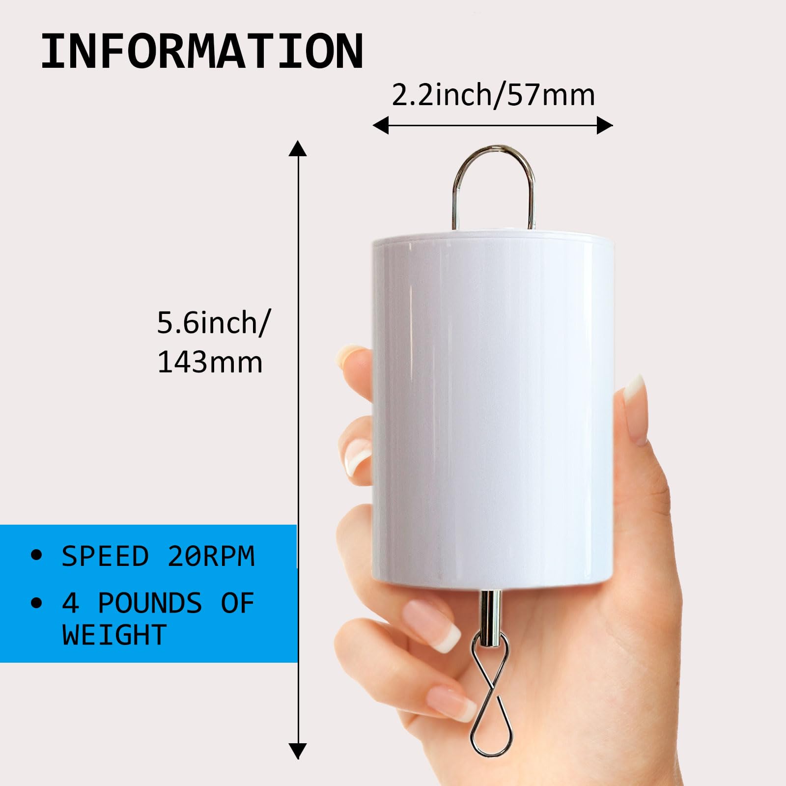 Disco Ball Motor Wind Spinner Hanging Display Motor Rotating Motor,Garden Decor Motor for Mirror Ball Wind Chimes,with Mini Remote Controller for Battery Operated Motor-20 RPM Medium Speed