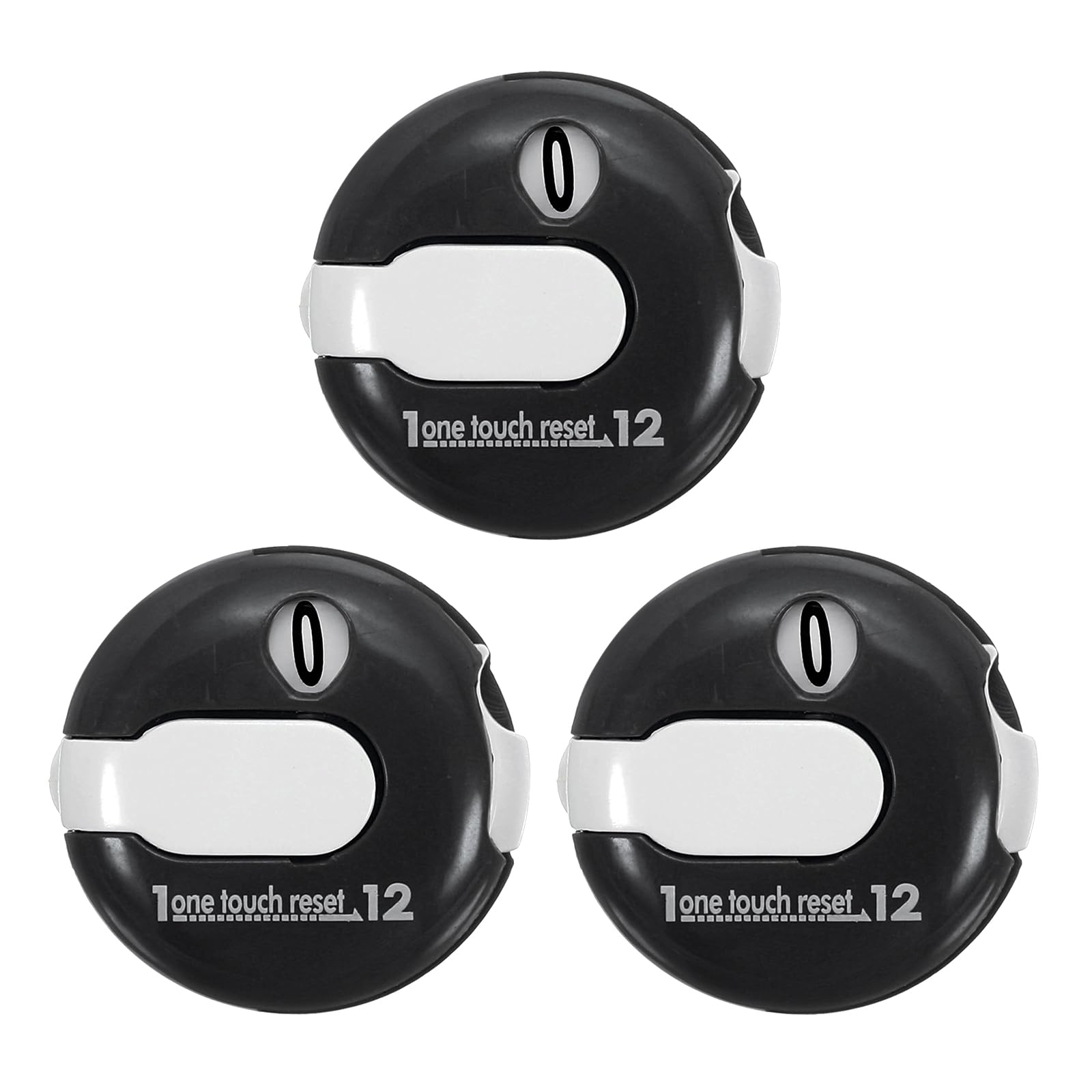 PATIKIL Golf Score Counter, 3 Pack Mini Golf Shot Stroke Attachment Counter Clicker Up to 12 Shots Score for Golfers Glove Bag Hat, Black/White