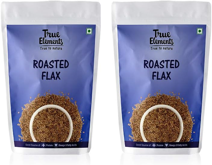 True Elements Roasted Flax Seeds, 125g, (Pack of 2)