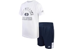 New Balance Boys Athletic Shorts Set - 2 Piece Cotton Blend Jersey Shirt and Active Basketball Shorts for Boys (Sizes: 8-12)