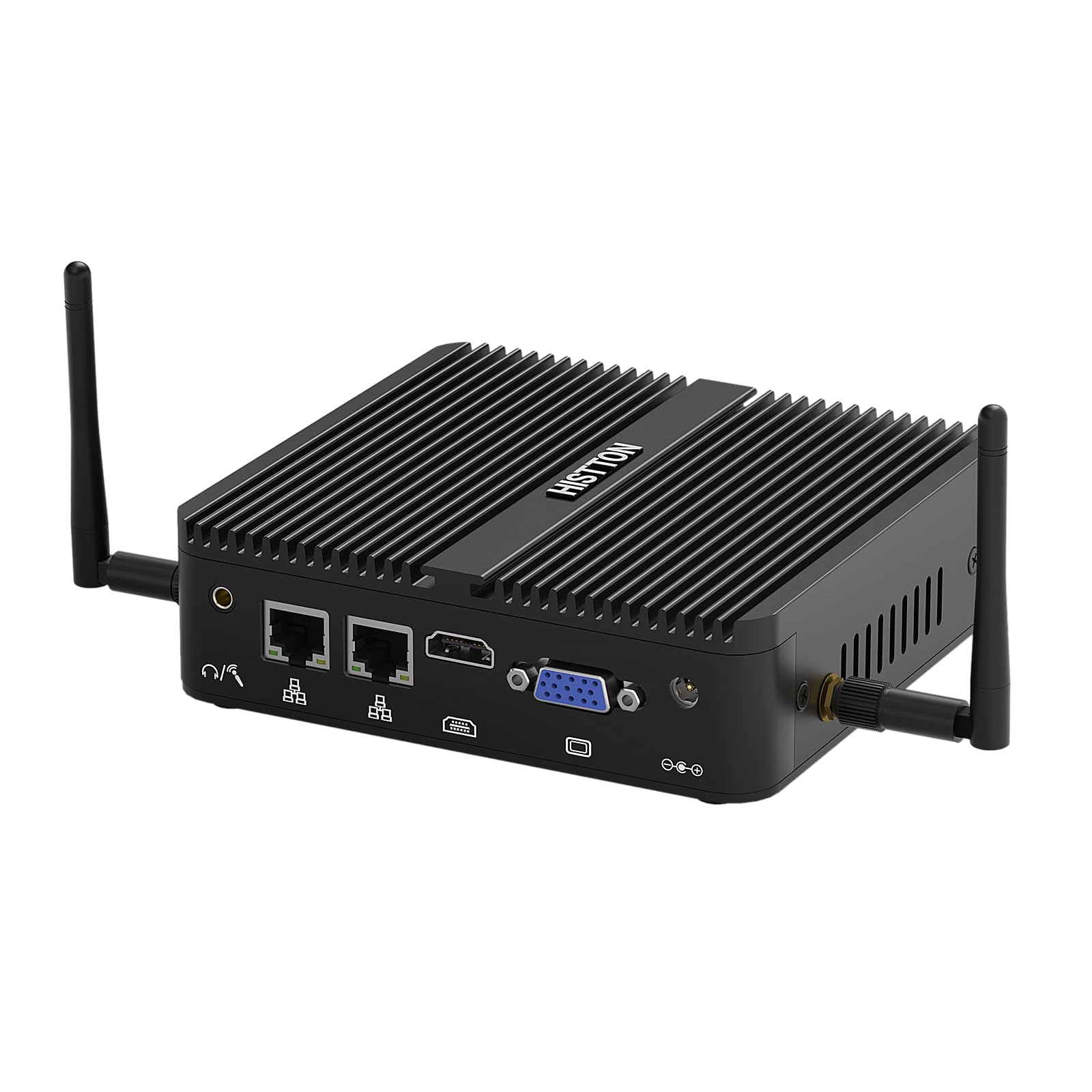 HISTTON Mini PC Win 11 Pro, Mini Computer Fanless Industrial PC Pentium Silver J5005, DDR4 8GB RAM 128GB SSD, Small PC, Dual LAN, WiFi 5, BT4.2, 2 RS232, HD/VGA, USB3.0, Mini Desktop Computer