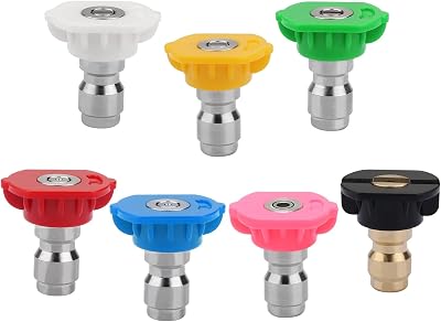 MAIXINNEW 7 Pcs Pressure Washer Nozzle Tips 1/4 Quick Connect 2.5 GPM Set
