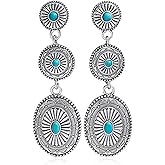 Turquoise Earrings for Women,925 Sterling Silver Hypoallergenic Vintage Western Accessories,Trendy Jewelry Gifts for Her