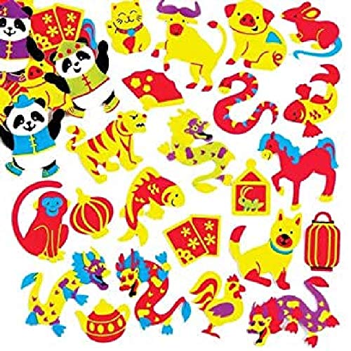 Baker Ross AV670 Chinese New Year Foam Stickers, Arts and Craft Self Adhesive