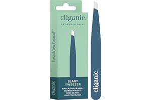 Cliganic Professional Eyebrow Tweezers Slant Tip (Blue) – Precision for Men & Women, Stainless Steel Best for Plucking Chin Facial Hair