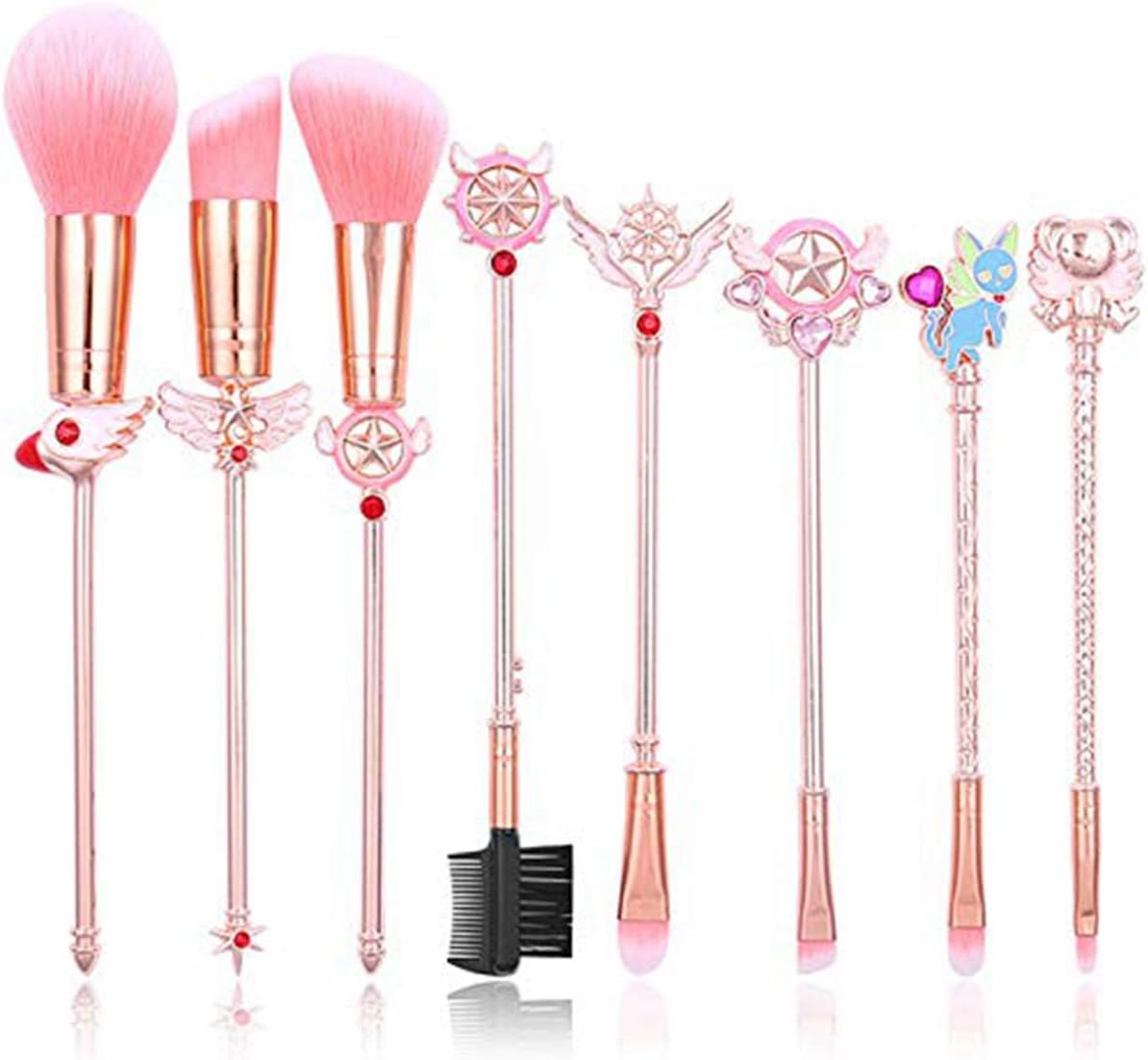 Yeaphy 8 Pcs Lovely Card Captor Sakura Makeup Brushes Set Cosmetic Foundation Eyeshadow Brush Kits Make Up Tool Metal Make-Up Brushes Girl Friend Gift