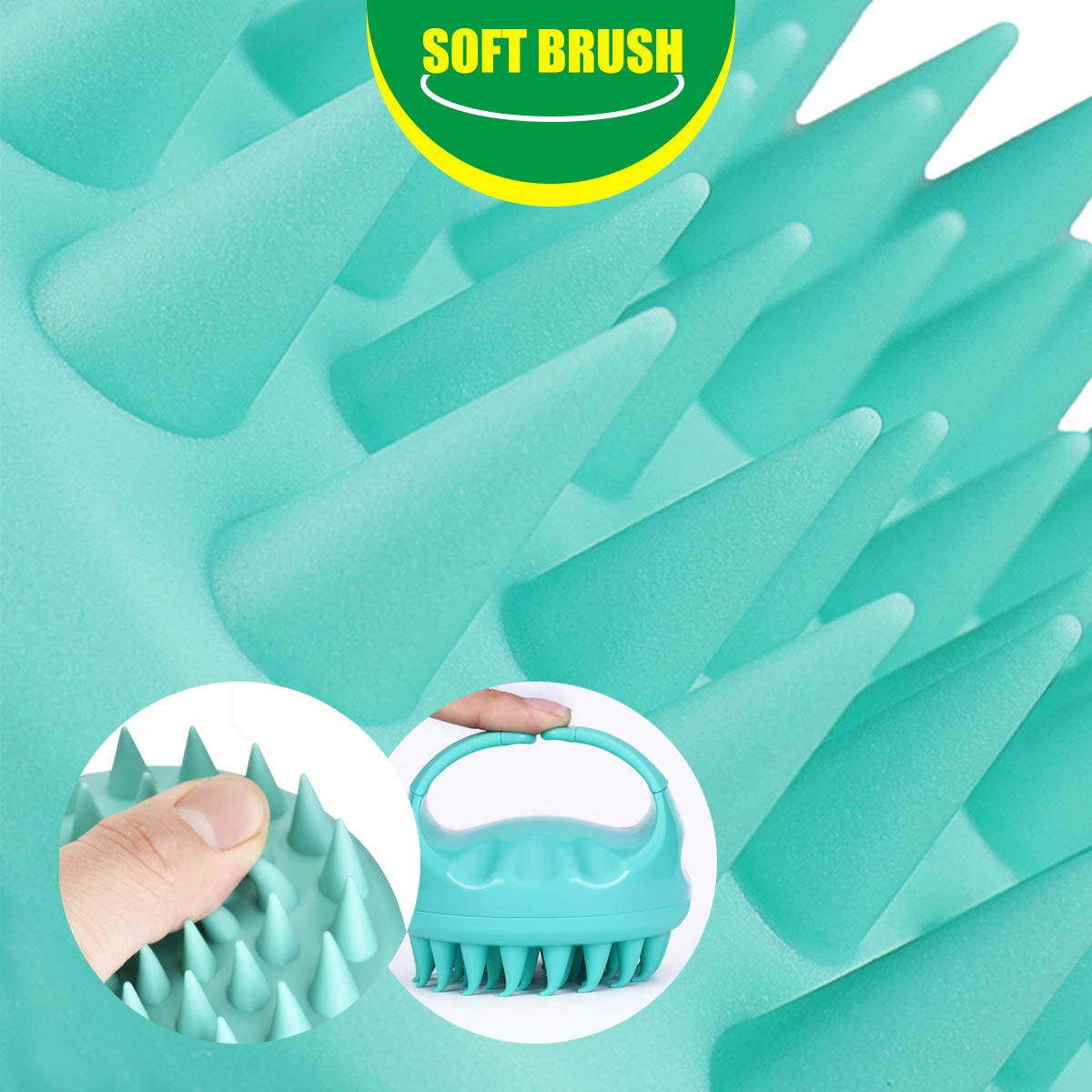 Scalp Massager, 2 Pack Scalp Brush Hair Shampoo Brush Head Scrubber [ 2020 Upgraded Version ] 100% Comfortable for All Hair Types of Curly Girls, Women, Wife, Girlfriend, Daughter, Men, Kids, Pets: Health & Personal Care