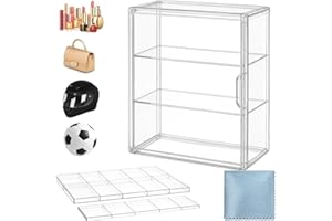 OFRIN Acrylic Display Case with Cleaning Cloth & 2 Adjustable Dividers, 3 Tier Pastry Display Case, 1.8mm Thick Acrylic Display Box,Bread Stand, Display Cases for Collectibles