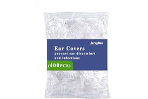 JeregBue 400 Pack Disposable Waterproof Ear Covers for Shower, Swimming & Hair Dye - Elastic Clear Plastic Ear Caps for Salon, Travel, Adults & Daily Use