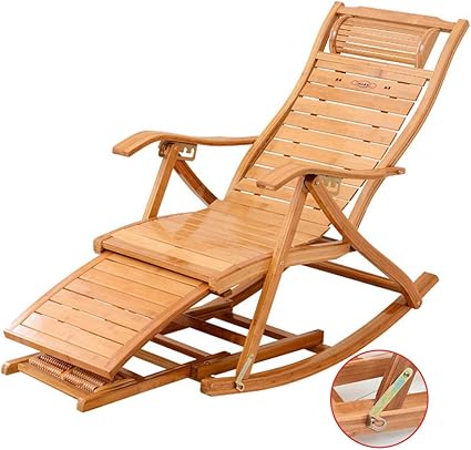 Yff Liegen Schaukel Campingstuhl Bambus Holz Schaukelstuhl Garten Einstellbar Faltbar Liegestuhle Mit Bequemer Kopfstutze Fur Patio Garten Strand Pool Max 150kg Amazon De Kuche Haushalt