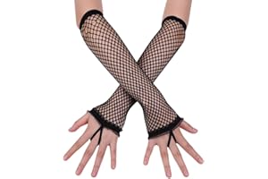 IBLUELOVER Kids Long Fishnet Gloves Girls Lace Fingerless Mesh Gloves Dance Performance Party Costume Accessory