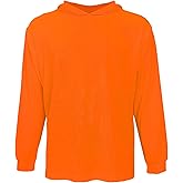 SUXIBIP Hi Vis Safety Hoodie, High Visibility Shirts for Men, Long Sleeve, Construction Work Shirts with Sun Protective Hood