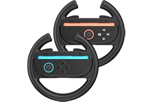 MoKo Steering Wheel for Nintendo Switch 2 Joy-Cons, Racing Game Accessories for Switch 2 Joy-Con Controller, Compatible with Mario Kart 8 Deluxe, Coal Black, 2 Pack
