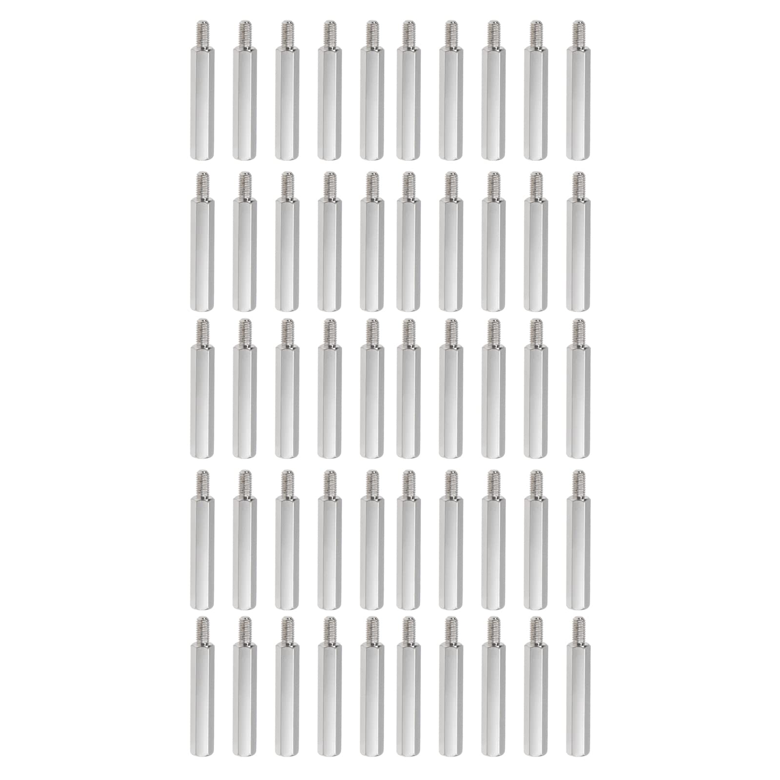 YOKIVE 50 Pcs M3 Standoff Screws, Nickel Plated Hex PCB Standoffs, Keep Height Consistent, Great for Motherboard (Silver Tone, 25mm+6mm)
