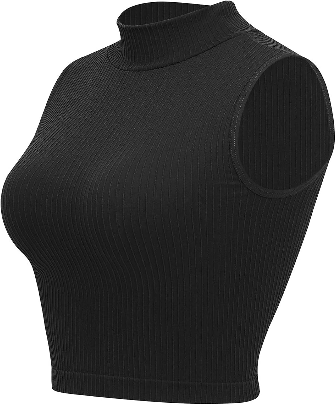PULI Sleeveless Turtleneck Crop Tops for Women Mock Neck