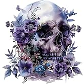 2 PCS Purple Flower Skull Vinyl Decals - Waterproof Removable Stickers for Car, Truck, Bumper,Laptop, Motorcycle - Floral Decorative Sticker (A-215)