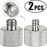Anwenk Mic Stand Adapter 5/8 to 1/4 Adapter and 5/8 to 3/8 Adapter Combo Pack Mic Thread Screw Adapter Microphone Stand Adapter to Tripod Adapter, 2 Pack