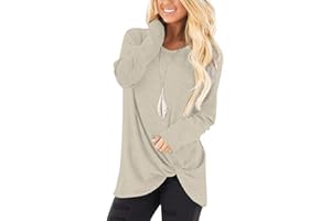 NILOUFO Womens Long Sleeve Shirts Casual Blouses Trendy Twist Knot Tunics Tops for Leggings