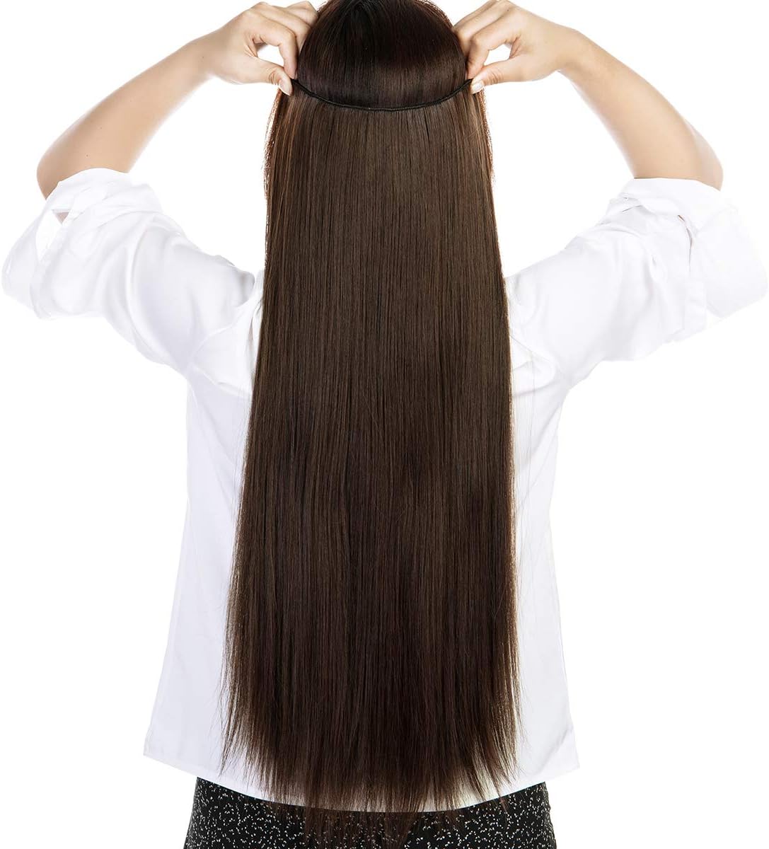 22"-26" V Part Clip in Hair Extensions 3/4 Full Thick Curly Wavy Straight Clip on Synthetic Hair Extension Hairpieces