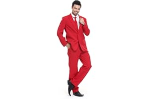 U LOOK UGLY TODAY Men's Party Suit Solid Color Prom Suit for Themed Party Events Clubbing Jacket with Tie Pants