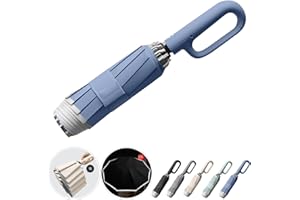 SSFUN Ring Buckle Umbrella, Reflective Safety Strip, Sturdy Windproof, Reverse Automatic Umbrella, Ring Buckle Fully Automatic Umbrella, Travel Portable, Compact Folding Travel Umbrella (Blue)