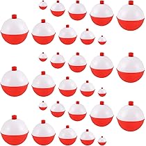 VATEICO Lot De 10 Flotteurs De Pêche Ronds En ABS Rigide à Bouton-poussoir Pour Crappie, Panfish Doré Jaune Rouge Et Blanc, 1,9 Cm