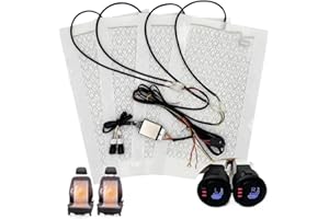 Universal Built-in Car Seat Heater Kit Fit 2 Seats 12V 100W Carbon Fiber Heating Pads with 3 Levels Control Switch System(Uni