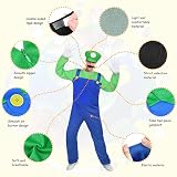 Aomig Super Plumber Costumes 4 Pack Brothers Workman Cosplay Kit Green view 3