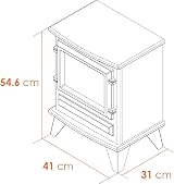 Adam Hudson Grey Electric Stove - Manual Control, Log Bed, LED Flame Effect, view 4