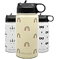 Hippypotamus Kids Water Bottle - Vacuum Insulated Stainless Steel Thermos With Straw Lid & Soft Spout For Toddlers - 14 oz (R